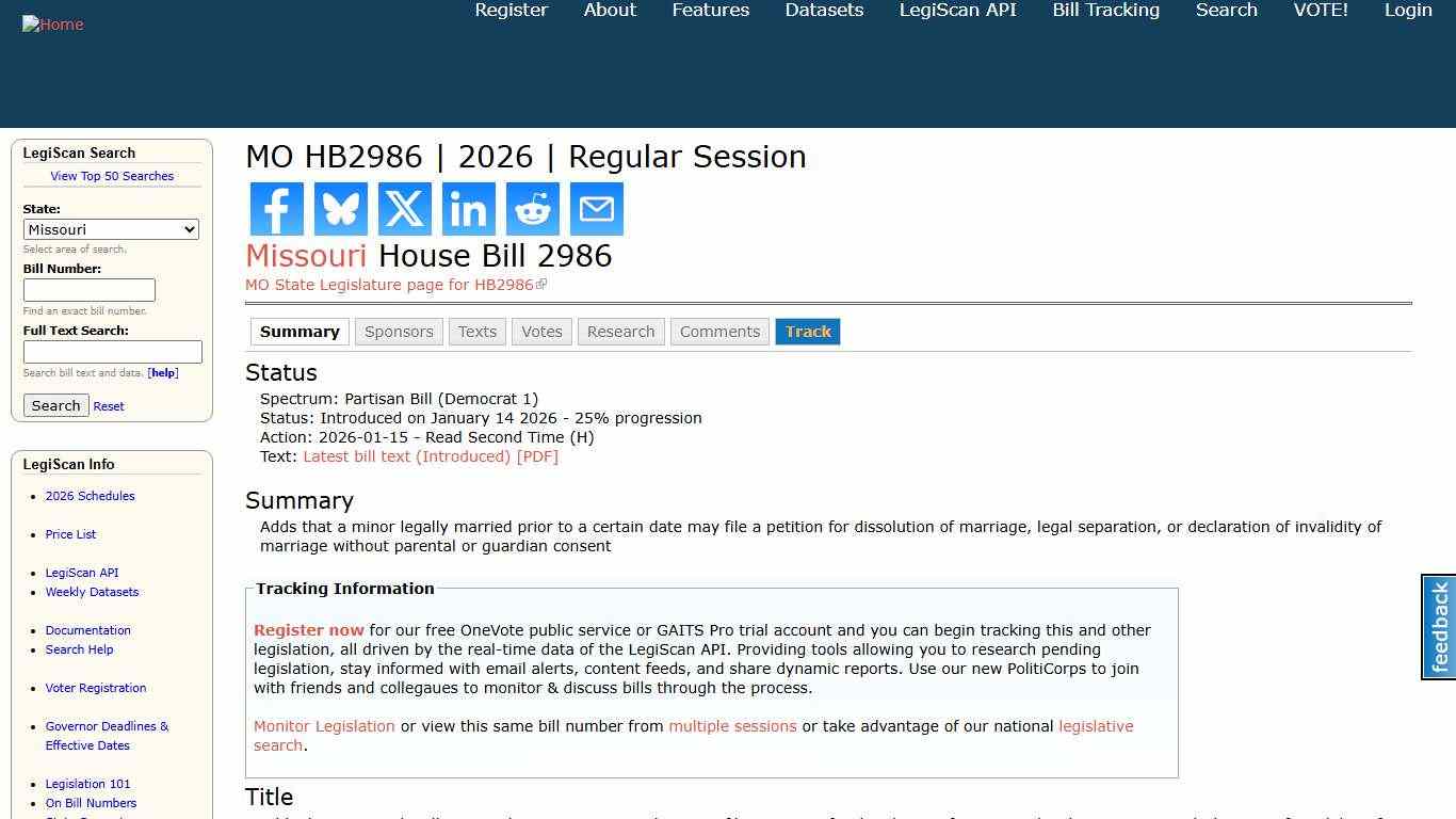 MO HB2986 2026 Regular Session LegiScan